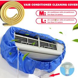 Sets Large Air Conditioner Cleaning Cover Double Layer Thickening Wash Mounted Protective Dust Cover Cleaner Bag Tightening Belt Set Curtain