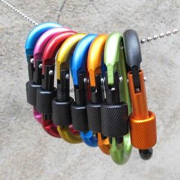 Large sizes 8cm locking carabiner hooks D ring snap camping climbing keychain Aluminium locked Carabiners clip Hooks carabiner buckle hook