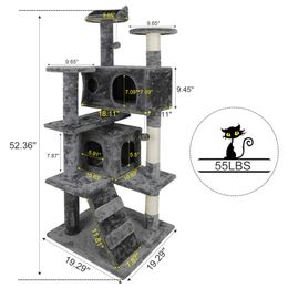 52 Cat Tree Activity Tower Pet Kitty Furniture with Scratching Posts Ladders292x