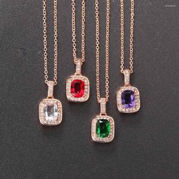 Pendant Necklaces Engagement Wedding Zircon For Women Shiny Multicolor Necklace Jewelry Chain On The Neck Fashion Jewellry N399