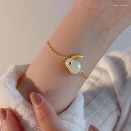 Charm Bracelets Hetian Jade Bracelet Girls Hand Ornaments Year Gift Light Luxury Fashion Anime Chain Zodiac Pendant Jewellery