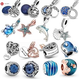 925 Silver Fit Pandora Charm 925 Bracelet Gosikee Summer Ocean Series S925 Silver Color Charms Set 925 Silver Beads Charms Fit Pandora Charm