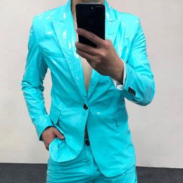 Men's Suits Spring Multicolor Mirror Bright Leather Blazer Men High Quality Suit Jacket Soft Lacquer Custom Nightclub 6XL