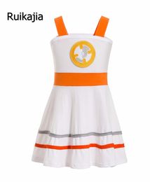 Starbb8 Bb-8 Costume girls dresses BB-8 Costume for Kids Rhinestone Tank Dress Wars