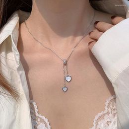 Chains Stainless Steel Niche Design Love Shell Pendant Girl Necklace INS Layered Adjustable Exquisite Clavicle Chain Sweet Jewellery