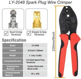 Stitch Spark Plug Crimper,crimping Pliers for Spark Plug Stripping Tool Ly2048 Ratchet Wire Terminal Crimperwire Hand Crimping Tool