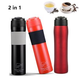Tools Portable French Press 350ml Coffee Maker Black Plastic Double Wall Mug Bpa Free Filtration Water Isolation Tea Coffee Cup