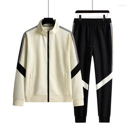 Men's Tracksuits Men Sets Casual Tracksuit Fashion Korean Trend Stand-up Collar Jacket Trousers Outdoor Sports Long-sleeve Outfit 2 PCS Set