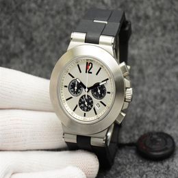 Quartz Chronograph Sapphire Glass Silver Dial 44M Mens Watch Rubberclad Logo Letter Bezel Luminous Steve Aoki Dial Rubber231f