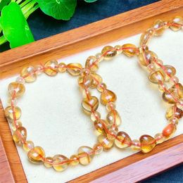 Strand Natural Citrine Heart Bracelet Crystal Reiki Healing Gemstone Fashion Jewellery Fengshui Gift For Women 10mm