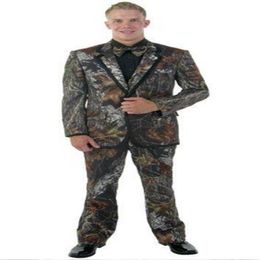 Selling Camouflage cloth Groom Tuxedos Notch Lapel Groomsmen Mens Wedding Business Prom Suits Jacket Pants Vest Tie NO1341187A
