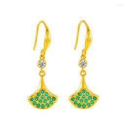 Pendant Necklaces Fashion Rhinestone Golden Earrings For Women 24K Gold Colour Flower Drop Earring Vintage Sector Wedding Bride Jewellery