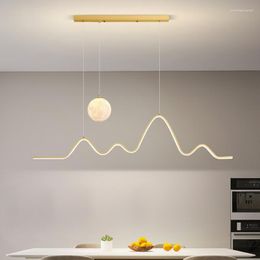 Pendant Lamps 2023 Dining Table Modern Led Light Lamp For Room Kitchen Bar Designer Line Chandelier Lighting Decor