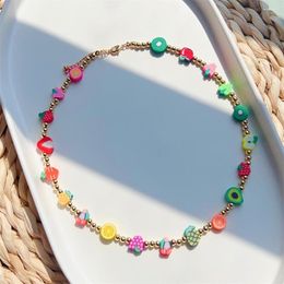 Choker Boho Cute Summer Tropical Fruits Beads Necklace Gold Color Beaded Necklaces For Women Girl Gift Beach Jewelry