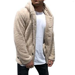 Men's Jackets Hooded Winter Coat Breathable Solid Colour Loose Soft For Autumn Cold Day