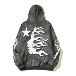 High tide hellstar Hoodies Women's Jackets Sweatshirts luxury designer 23 Early Autumn New Letter Embroidered Round Neck Sweater Hoodie trend hoodie