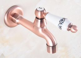 Bathroom Sink Faucets Antique Copper Single Hole Wall Mount Basin Kitchen Faucet Cold Outrood Garden Bibcock Mop Pool Taps 2av328