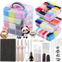 Craft Tools KRABALL 72 Colours Felting Wool Needle Felting Tools DIY Handle Wool Felt Toys Making Fabric Materials Handcraft For Beginners 230721