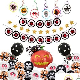 Party Decoration 4 Style Halloween Balloon Set Horror Eye Pl Flag Latex Aluminium Foil Ballons Festival Hangings Jk1909 Drop Delivery Dh9Yv