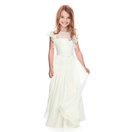 Flower Girl Dresses Lace White/Ivory Bridesmaid Gowns Party Wedding Prom Pageant First Communion Children Clothing