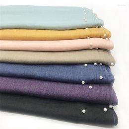 Scarves High Quality Tr Cotton Solid Colour Two-End Fringe Scarf Selling Product Large Size Pearl Women's Bag Headscarf Wholesale