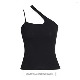 Women's Tanks Ins Asymmetrical Design Wide Narrow Oblique Shoulder Bottom Camisole 2023 Summer Slim Top Women