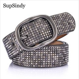 Neck Ties SupSindy woman leather belt geometric rivet pin buckle PU belts for women European fashion top quality strap jeans 230721