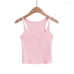 Women's Tanks U-neck Thin Belt Knit Vests 2023 Summer Fashion Sexy Crop Tops Sling Vest Camis