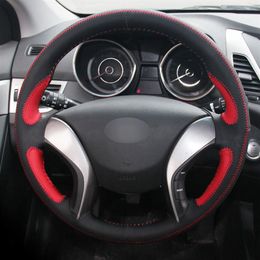 Red Black Artificial Leather Hand sewing Car Steering Wheel Cover for Hyundai Elantra 2011-2014 Avante i30 2 2012-20163039
