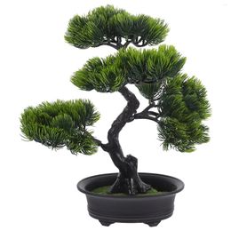 Decorative Flowers Shelf Miniture Decoration Outdoor Fake Bonsai Tree Decor Small Desk Pine Wood