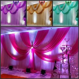 Special Offer 10ftx20ft sequin wedding backdrop curtain with swag backdrop wedding decoration romantic Ice silk stage curtains258z