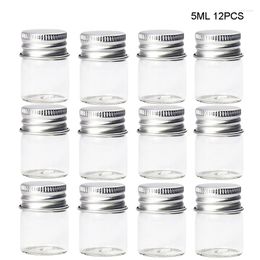 Storage Bottles 12Pcs 5ml Glass Jar With Aluminium Cover Small Mini Jars Wish Box Case Sample Bottle