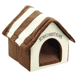 Portable Indoor Pet Bed Dog House Soft Warm and Comfortable Cat Dog Sweet Room Kennel Cat House Mats Sofa for Wy1116293u