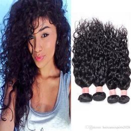 10-28inch water Wave 100g pcs 4pcs lot 5A Peruvian Hair brazilian indian Malaysian Virgin Human Hair Weave Bundles252j