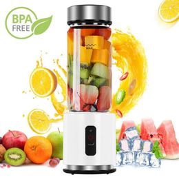 BPA USB Rechargeable Smoothie Blender Battery Personal 380ml Glass Smoothie Blender Juicer Easy Small Portable231O