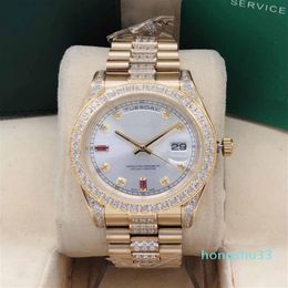 Master watches fashion business diamond bezel strap gold case 36 mm disk sapphire glass folding buckle mechanical automatic 265d