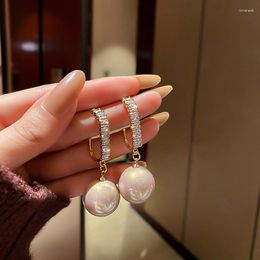 Dangle Earrings Pearl 2023 Fashion Temperament Entry Lux High-Grade Autumn/Winter Female To Make Big Face Thin-Lo