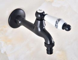 Bathroom Sink Faucets Black Oil Rubbed Brass Single Hole Wall Mount Faucet Washing Machome Out Door Garden Cold Water Taps Dav335