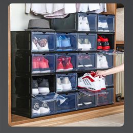 10pcs lot PP Transparent Plastic Storage Shoe Boxes Storage Dust-proof Drawer Storage Box Cabinet Can be folded and removable CZG 2261