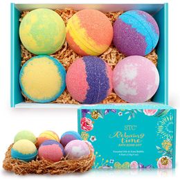 Christmas private label natural handmade rich bubble spa relaxing bath fizzer kit Colourful organic 6 bath bomb gift set221n