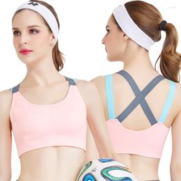 Yoga Outfit Cross Shaped Back Without Steel Ring Sports Bra Vest Professional Shockproof Running Fitness Women Underwear BRI06