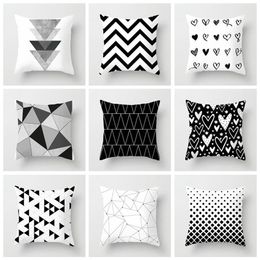 Black White Geometric Decorative Pillow Cases Polyester Throw Cushion Cover Case Striped Pillowcase Cushion Decorative251w