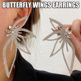 Stud Drop Earrings for Women Girls Oversize Hollow Butterfly Wings Metal Crystal Dangle Jewelry Accessories Pendientes 230721