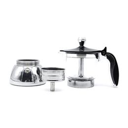 Tools 4/6 Cups Transparent Coffee Geyser Maker Moka Pot Espresso Hine Apply for Induction Cooker Gas Heating