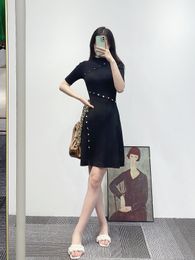 New Sandro Three Row Buckle Waist Knit Dress