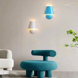 Wall Lamp Bedroom Bedside With Contact Switch Minimalist Modern Living Room TV Background Light Nordic Decorative