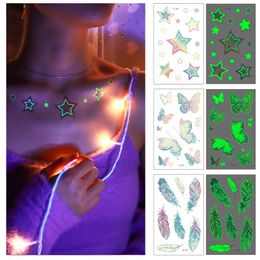 15 kinds Gradient Colour Luminous Temporary Tattoo Adults Kids Disposable Camping Party Noctilucent Stickers tatouage temporaire