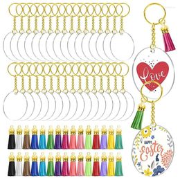 Keychains 30Pcs Acrylic Keychain Blank Transparent Ornament Pendants And Round Tassels Jump Rings Set For DIY Craft