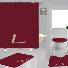 Trend Print Shower Curtains Sets Luxurious Design High-grade Four-piece Suit Bathroom Anti-peeping Non-slip Deodorant Bath toilet 301e