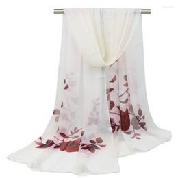 Scarves Fashion Chiffon Scarf Women Thin Flower Print Silk Summer Beach Sunscreen Shawl Wraps Foulard Hijab Stoles N66